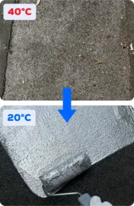 Effecten van het plaatsen van CoolRoof Reflect op uw dak: minder warmte dankzij reflectie, waardoor de levensduur van uw dak verlengt.